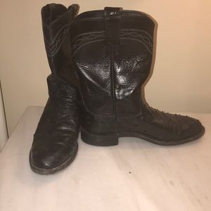 Vintage Justin Black Leather Cowboy Boots (Sz 7)
